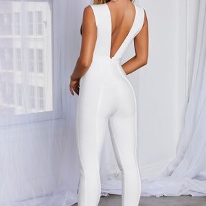 WHITE BANDAGE JUMPSUIT